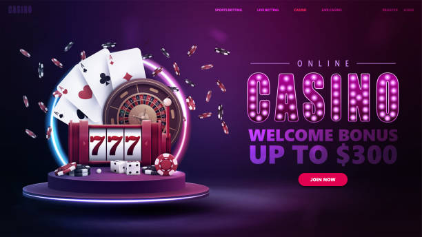 789coin Online casino, welcome bonus, banner for website with button, slot machine, Casino Roulette, poker chips, playing cards on podium with round neon frame